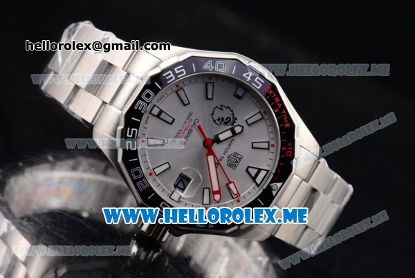 Tag Heuer Aquaracer Calibre 5 Match Timer Premier League Special Edition Miyota Quartz Stainless Steel Case/Bracelet with Silver Dial and Stick Markers - Click Image to Close